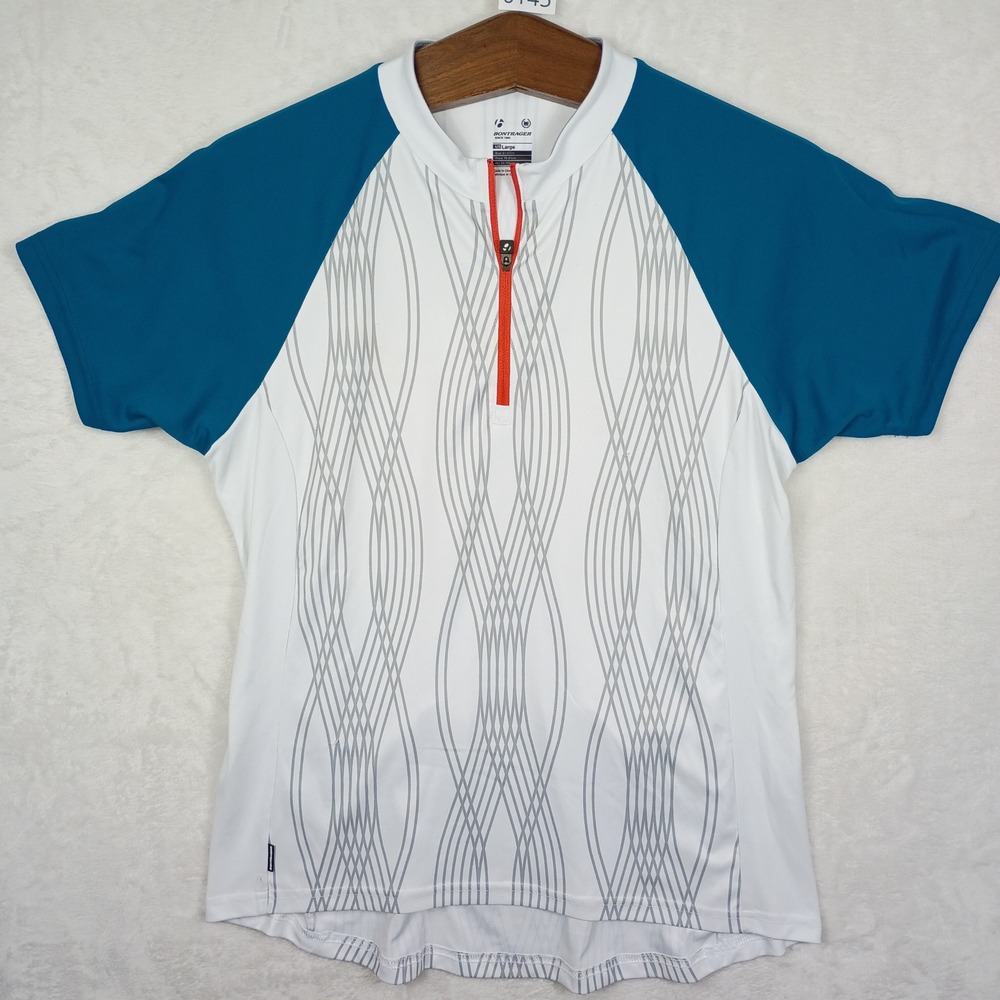 Bontrager Solstice Jersey WSD White Teal Graphic Cycling Shirt Large
